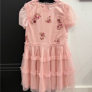 Rare Editions Pink Floral Embroidered Dress
